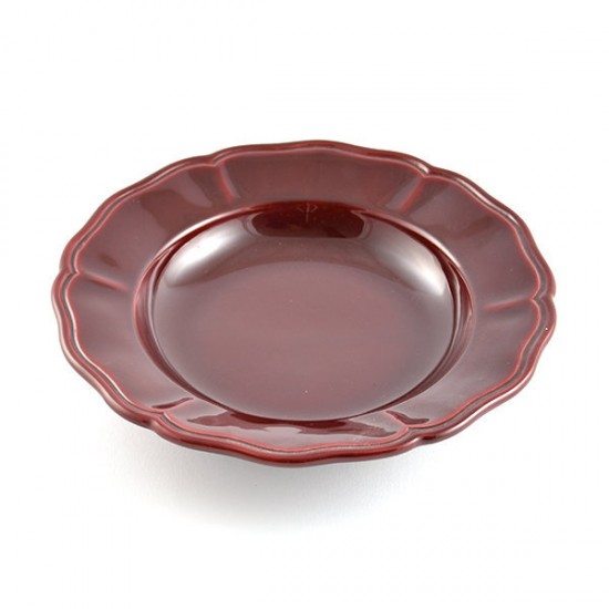 Antique red baccellato soup plate Ø24cm 