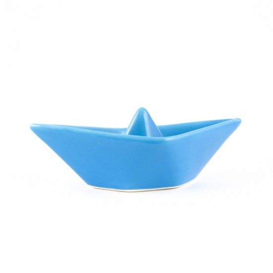 Turquoise ceramic boat