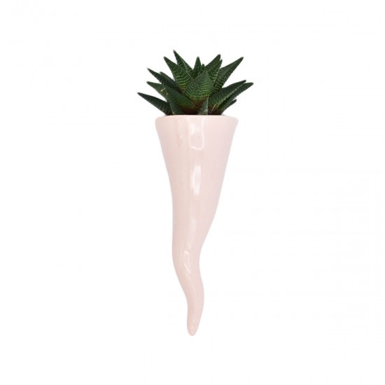 Pink plant holder horn