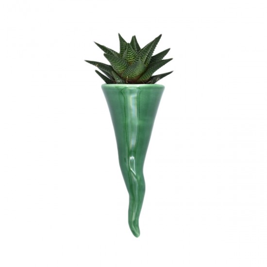 Matera green plant holder horn