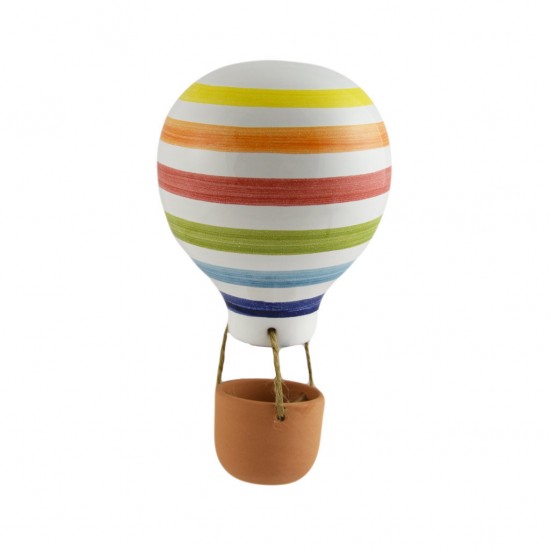 Colored striped ceramic hot air balloon