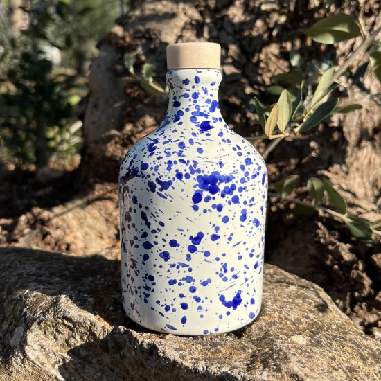 Oliera in ceramica 250ml bottiglia puglia design blu
