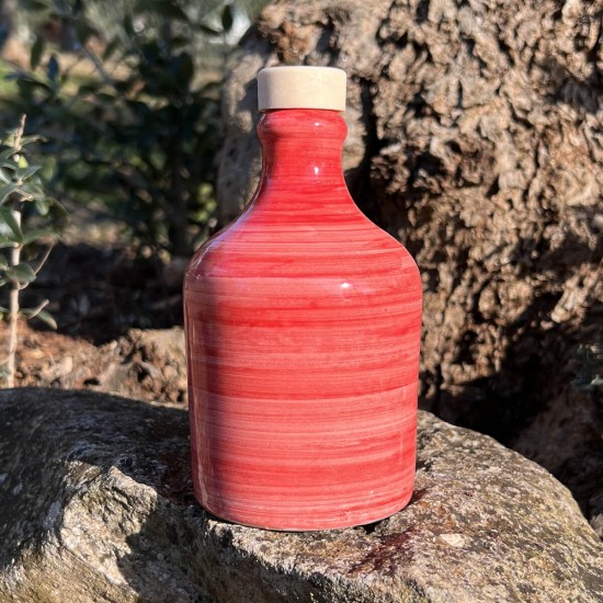 Oliera in ceramica 100ml bottiglia spennellata rosso