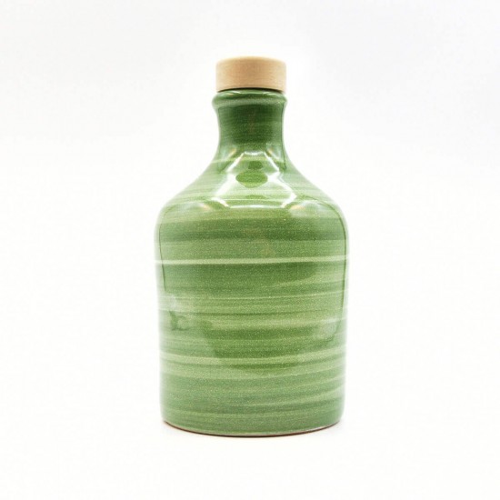 Oliera in ceramica 250ml bottiglia spennellata verde scuro