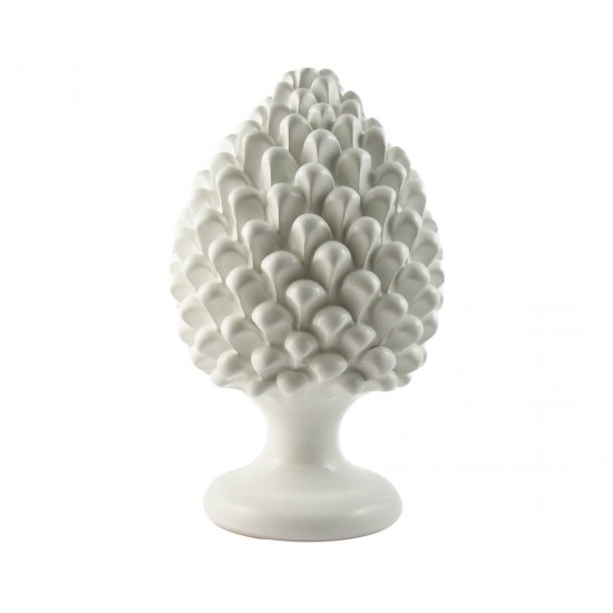 Ostuni white ceramic pine cone
